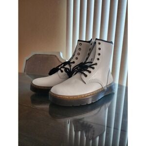 Doc Martens White Zavala Combat Lace-up Ankle Boots Womens Size US 8